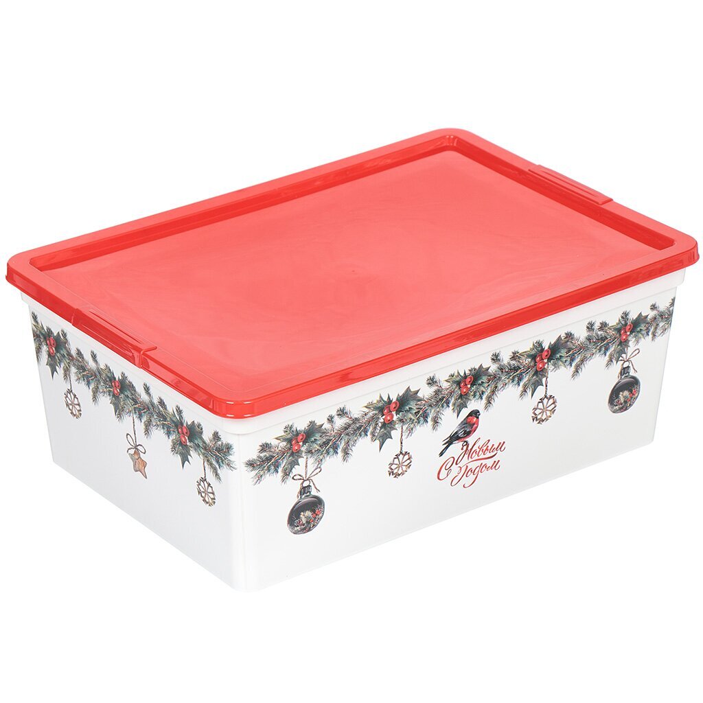 Ящик хозяйственный, 10 л, 37х26х14 см, Полимербыт Зимняя сказка С71639