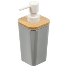 Дозатор для жидкого мыла, Бамбук, пластик, 7.3х7.3х17 см, серый, PS0282GA-LD