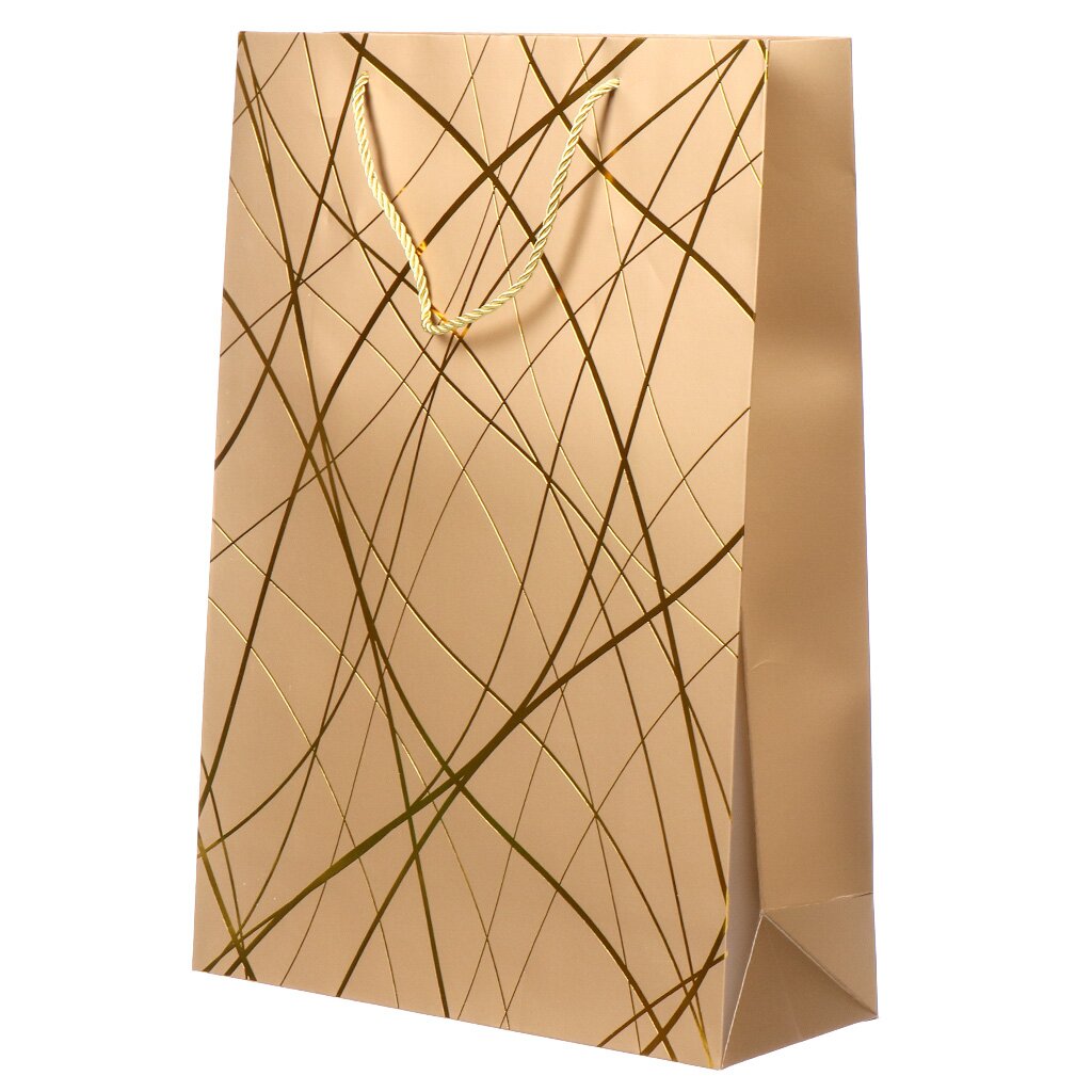 Пакет подарочный бумага, 44х12х31 см, Золотые нити, Y4-6681