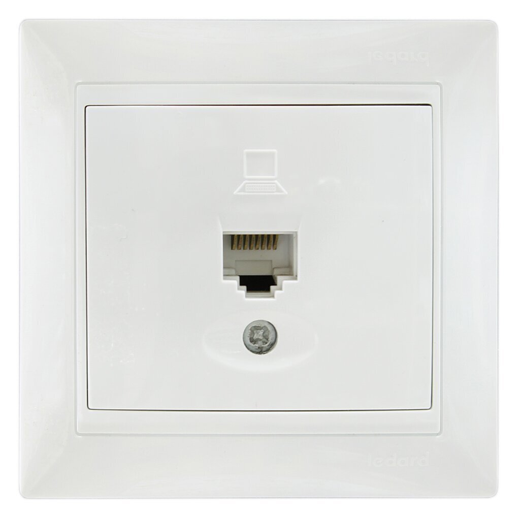 Розетка компьютерная скрытой установки, без заземления, белая, Ledard, RJ45, 6078666