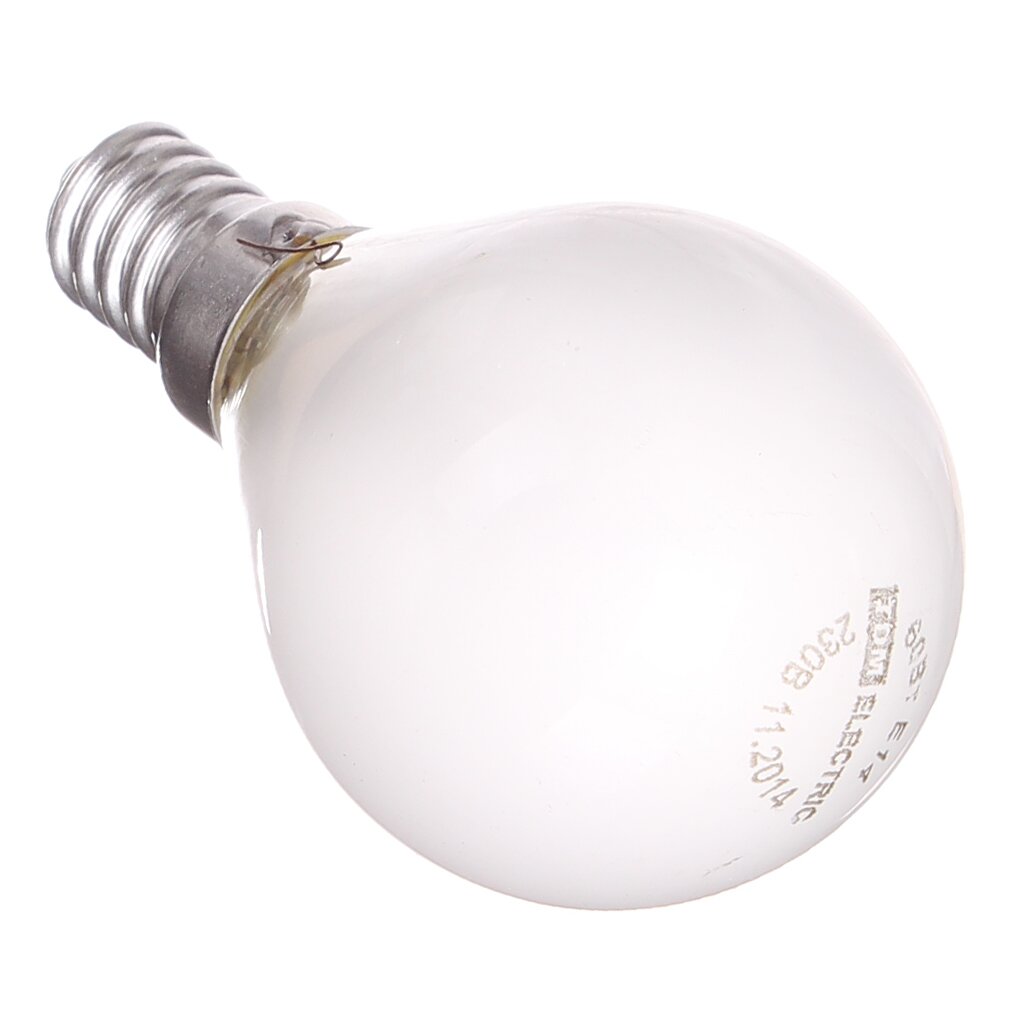 Лампа накаливания E14, 60 Вт, шар, матовая, TDM Electric, SQ0332-0007