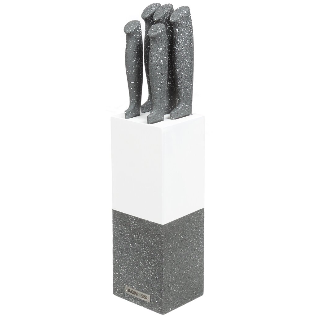 Набор ножей стальных Agness 911-701 на подставке, 6 предметов