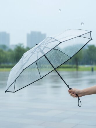 Зонт складной унисекс, автомат, 8 спиц, 55 см, полиэстер, полимер, прозрачный, Y4-11560