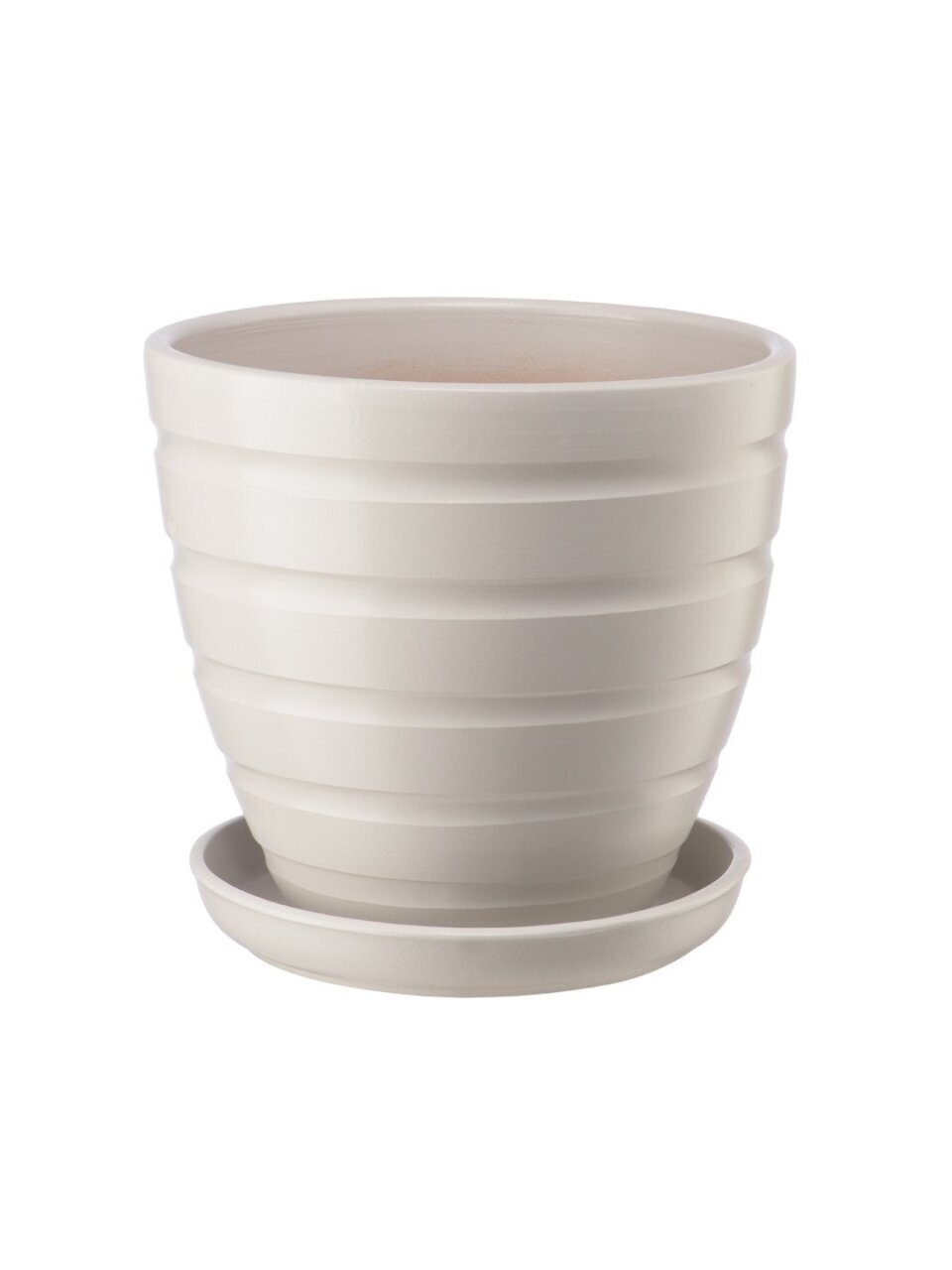 Горшок керамический, с подставкой, 1.4л,14.5х14.5х13 см,серый,BH-39-1