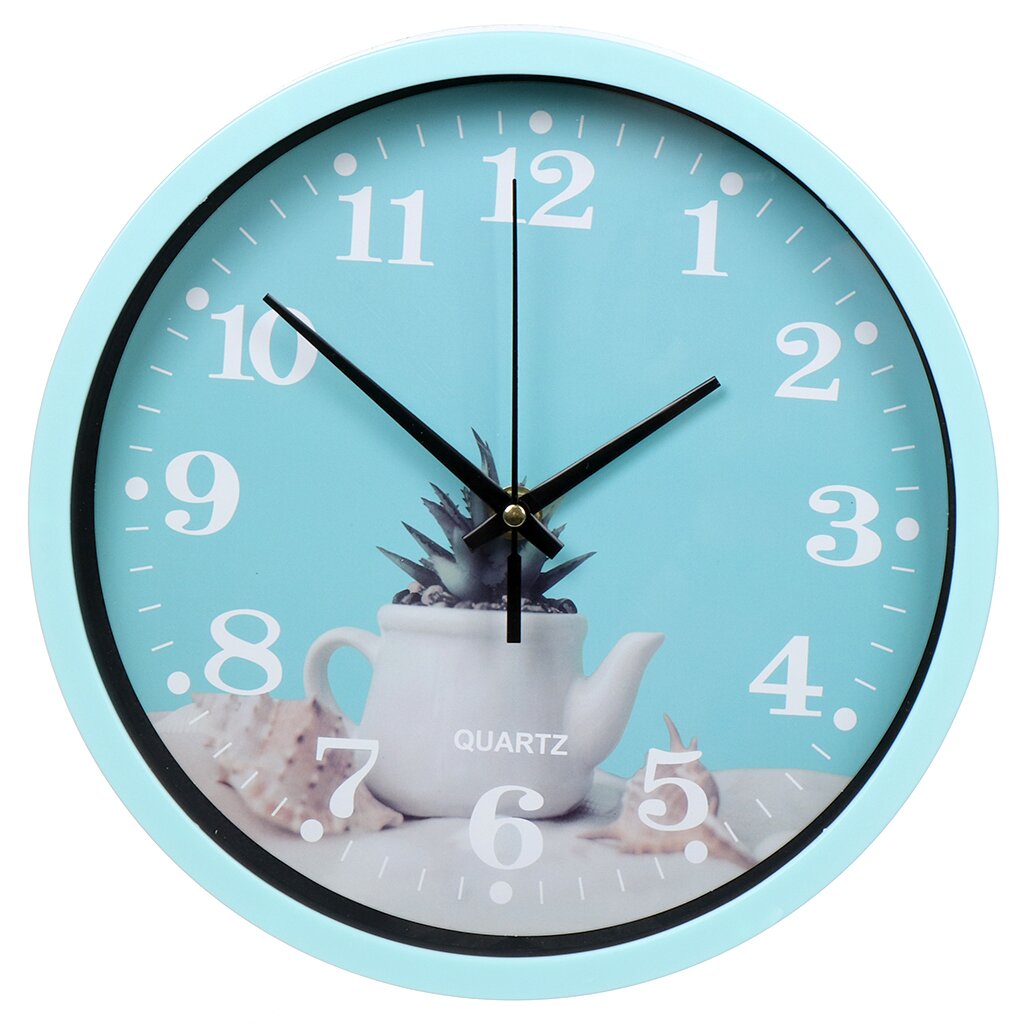 Часы настенные, 25 см, Бирюза, Y4-3349 часы настенные серия детские русалочка дискретный ход с маятником 38 х 29 см