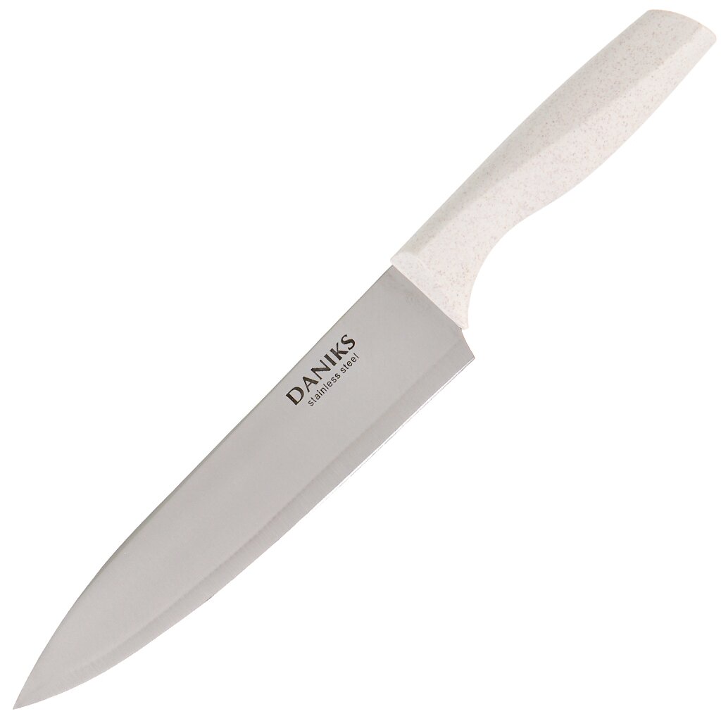 Нож кухонный Daniks, Латте, шеф-нож, нержавеющая сталь, 20 см, рукоятка пластик, YW-A383-CH нож кухонный daniks verde шеф нож нержавеющая сталь 20 см рукоятка пластик ja2021121 1