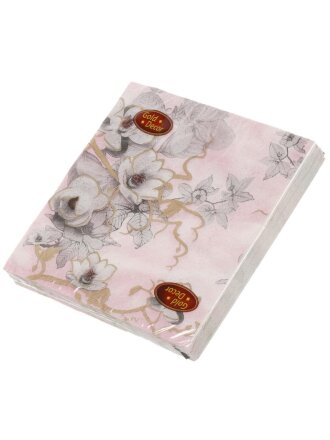 Салфетки бумажные Gold Decor, Нежность розовая, 20 шт, 3 слоя, 33х33 см