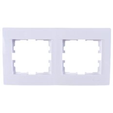 Рамка двухпостовая, горизонтальная, пластик, белая, без вставки, Lezard, Karina, 707-0200-147