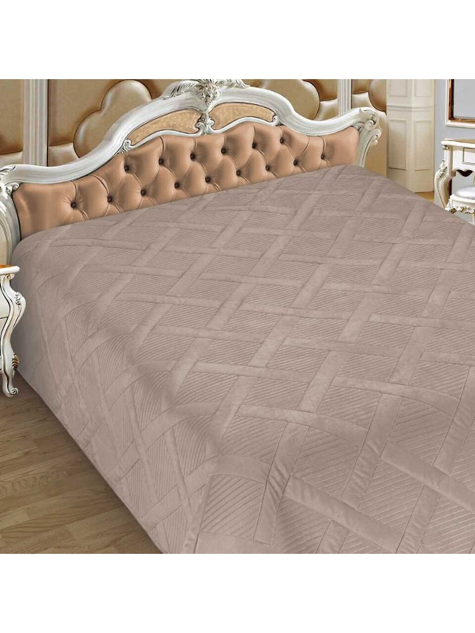 Покрывало евро, 200х230 см, 100% полиэстер, стеганое, Marianna, Bruno, коричневое, арт.69