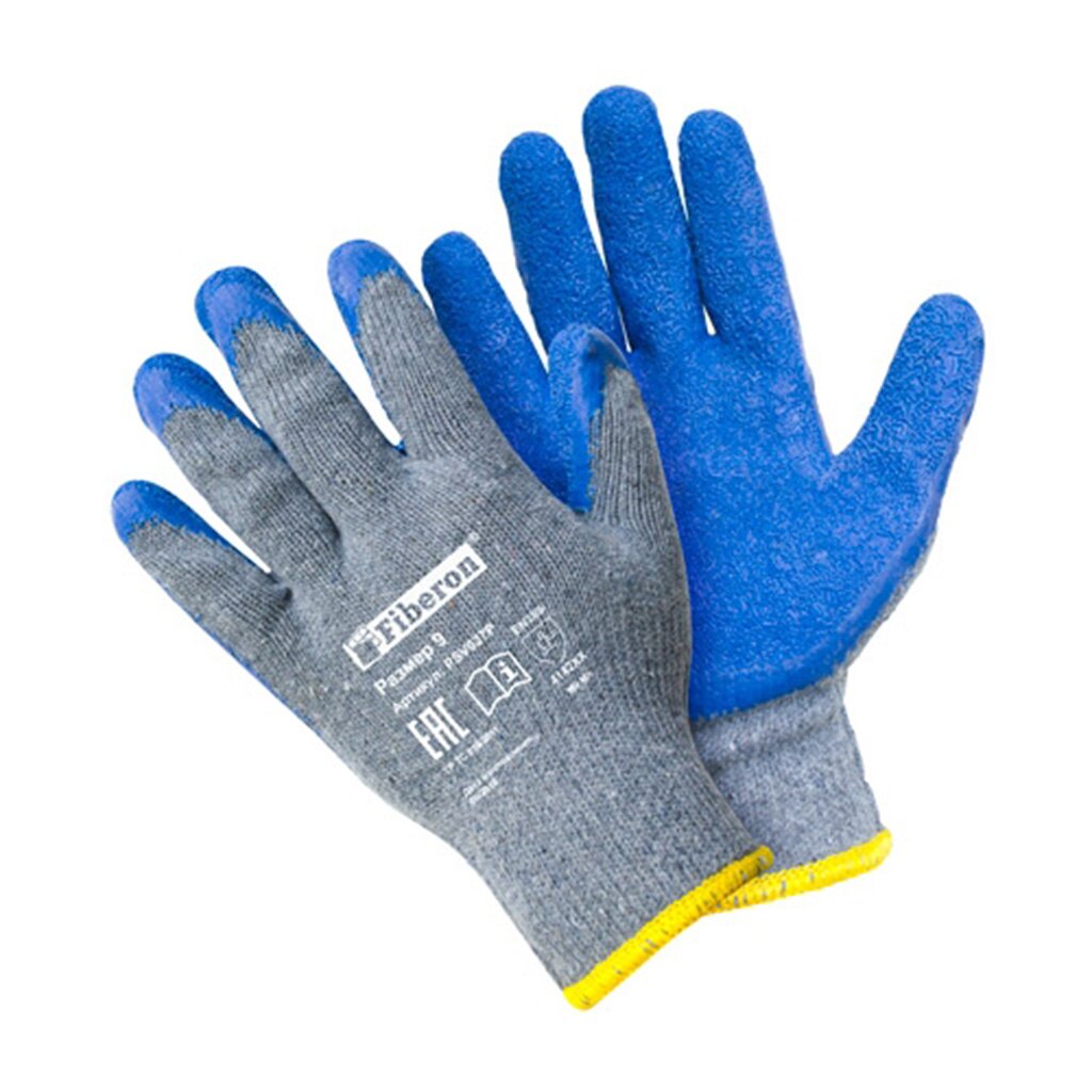 Перчатки полиэстер, латексный облив, 9 (L), Fiberon перчатки для стекольщика х б латексный облив серая основа торро