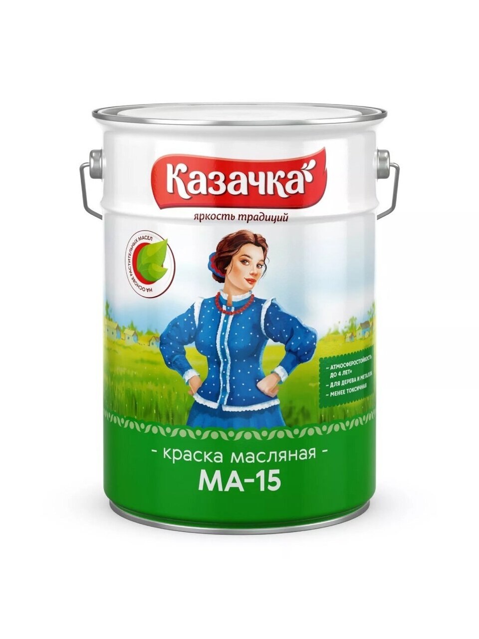 Краска Казачка, МА-15, масляная, универсальная, глянцевая, бирюзовая, 10 кг