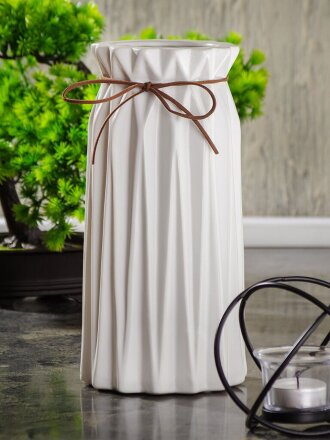 Ваза керамика, настольная, 25 см, Оригами, Y6-2009, белая