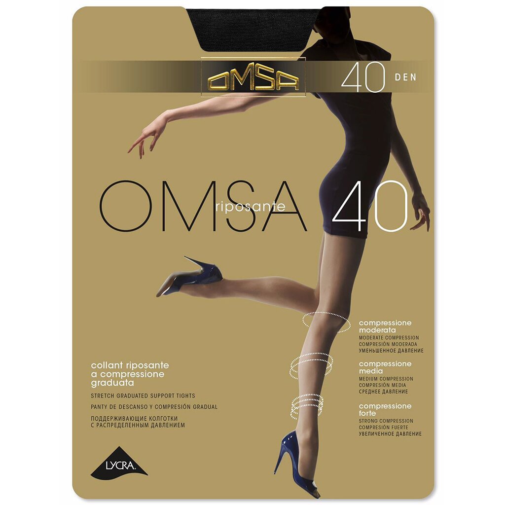 Колготки Omsa, 40 DEN, р. 3, nero/черные, с шортиками