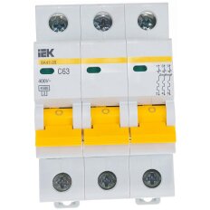 Автоматический выключатель на DIN-рейку, IEK, ВА47-29 3Р, 3 полюса, 63, 4.5 кА, 400 В, MVA20-3-063-C