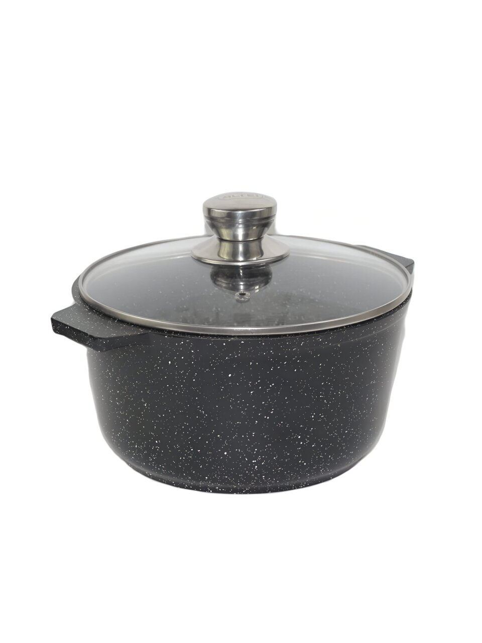 Кастрюля алюминий, антипригарное покрытие, 4 л, крышка стекло, Алтей, Granit Perfection black, 05-0450-310