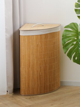 Корзина 35х35х60 см, угловая, плетеная, с крышкой, Y4-9640