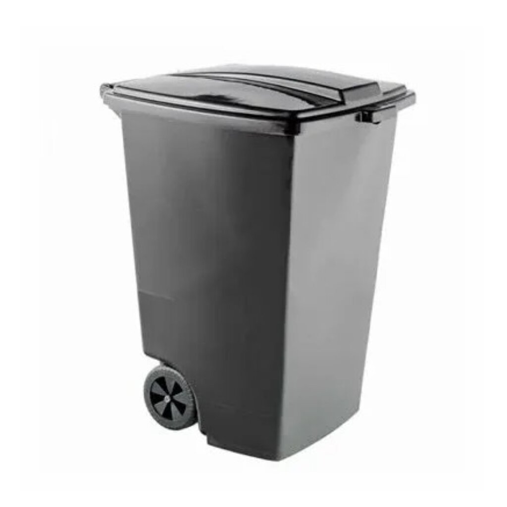Контейнер для мусора пластик, 120 л, прямоугольный, на колесах, темно-серый, Элластик-Пласт контейнер для мусора пластик 120 л прямоугольный на колесах темно серый элластик пласт