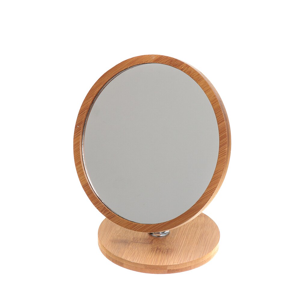 Зеркало настольное, 16.5х27 см, бамбук, на ножке, круглое, Y462