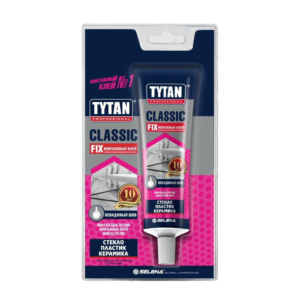 Жидкие гвозди Tytan, Classic Fix, 100 мл, универсальные, бесцветные, 00388 жидкие гвозди tytan multi use sbs 100 310 мл бежевые 96306