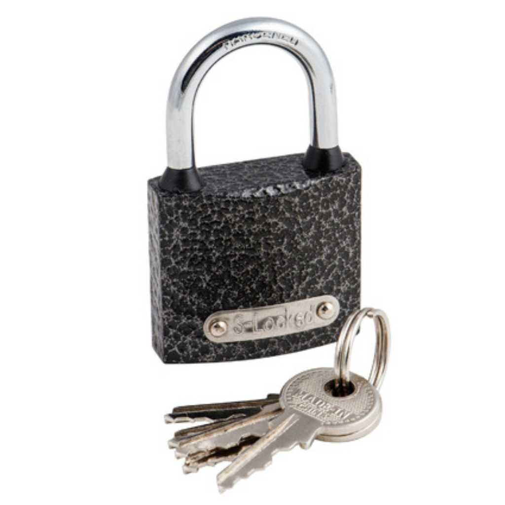 Замок навесной S-Locked, ВС 01-50, 121251, цилиндровый, серебристый/серый, 50 мм, 5 ключей