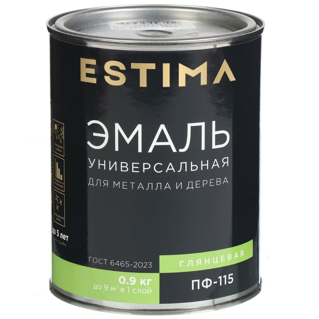 Эмаль Estima, ПФ-115, алкидная, глянцевая, красная, 0.9 кг