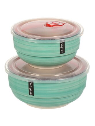 Салатник керамика, круглый, 2 шт, 10 см, 0.45, 0.8 л, с крышкой, Аэрограф, Изумруд, Elrington, 139-23109