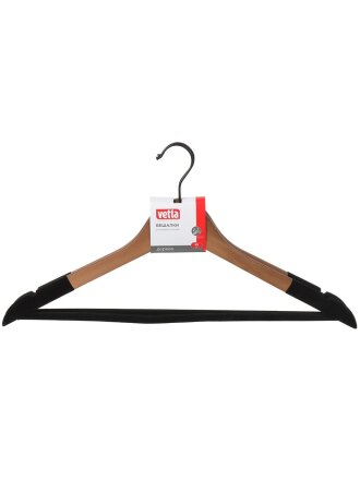 Вешалка-плечики 45 см, дерево, 2 шт, с бархатным антискользящим покрытием, ренуар, Vetta, 455-078