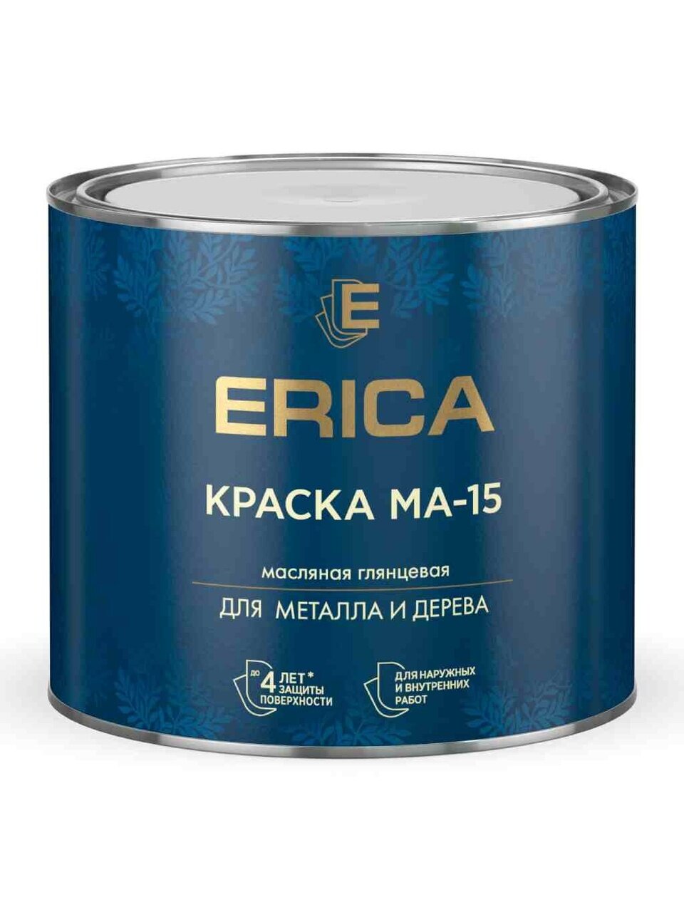 Краска Erica, МА-15, масляная, универсальная, глянцевая, черная, 1.8 кг