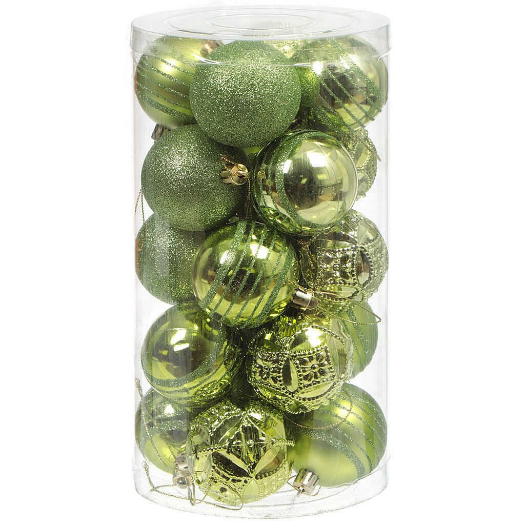 Елочный шар 20 шт, зеленый, 6 см, пластик, SY18CBB-107
