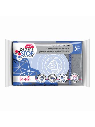 Губка для посуды, 5 шт, Bacteria Stop, York, 034040