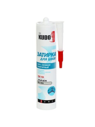 Герметик-затирка силиконовый, санитарный, KUDO, Home, KSK-164, 280 мл, RAL 7044, серый шелк
