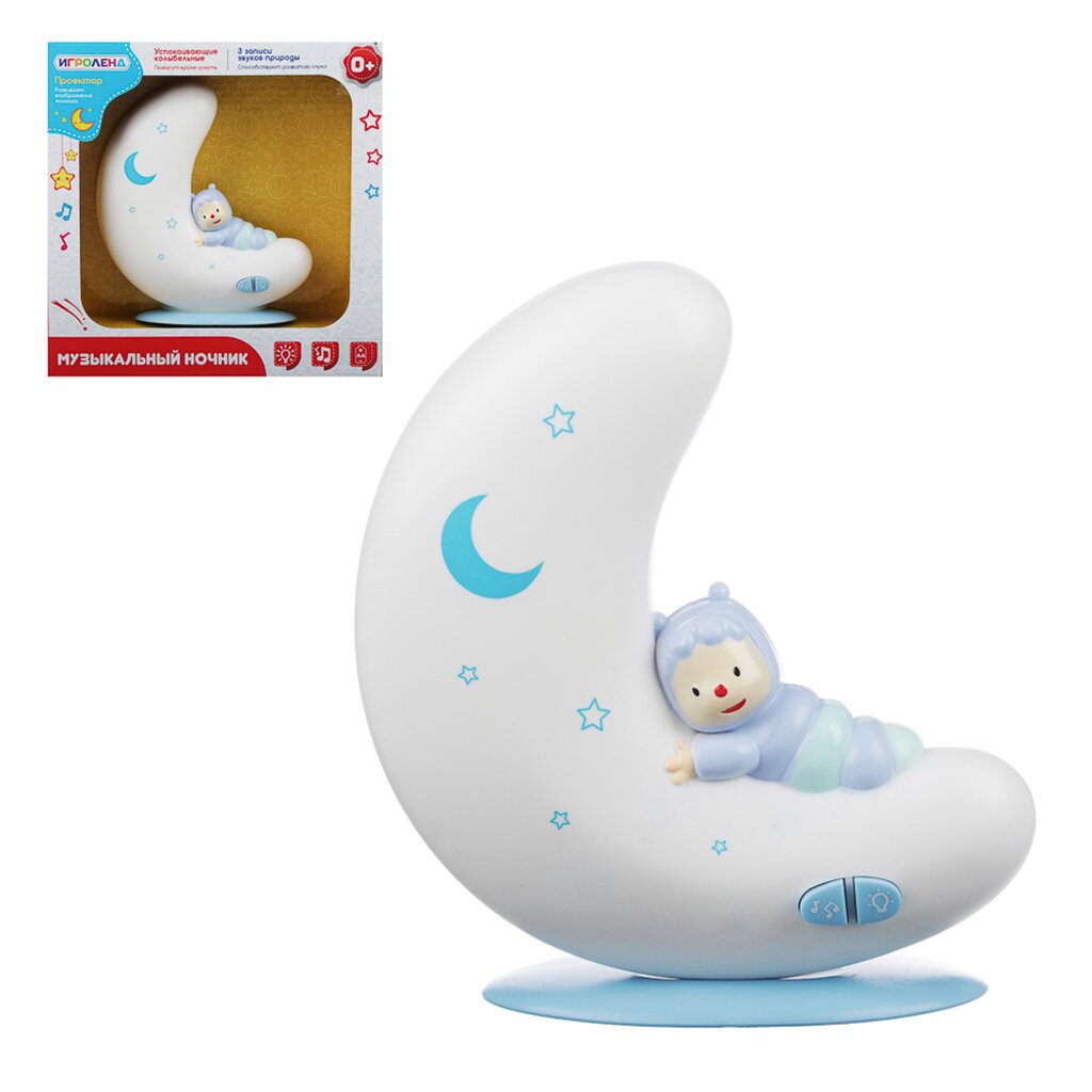 Ночник музыкальный пластик, 14х15х5.8см, свет, звук, проектор, в ассортименте, 272-704