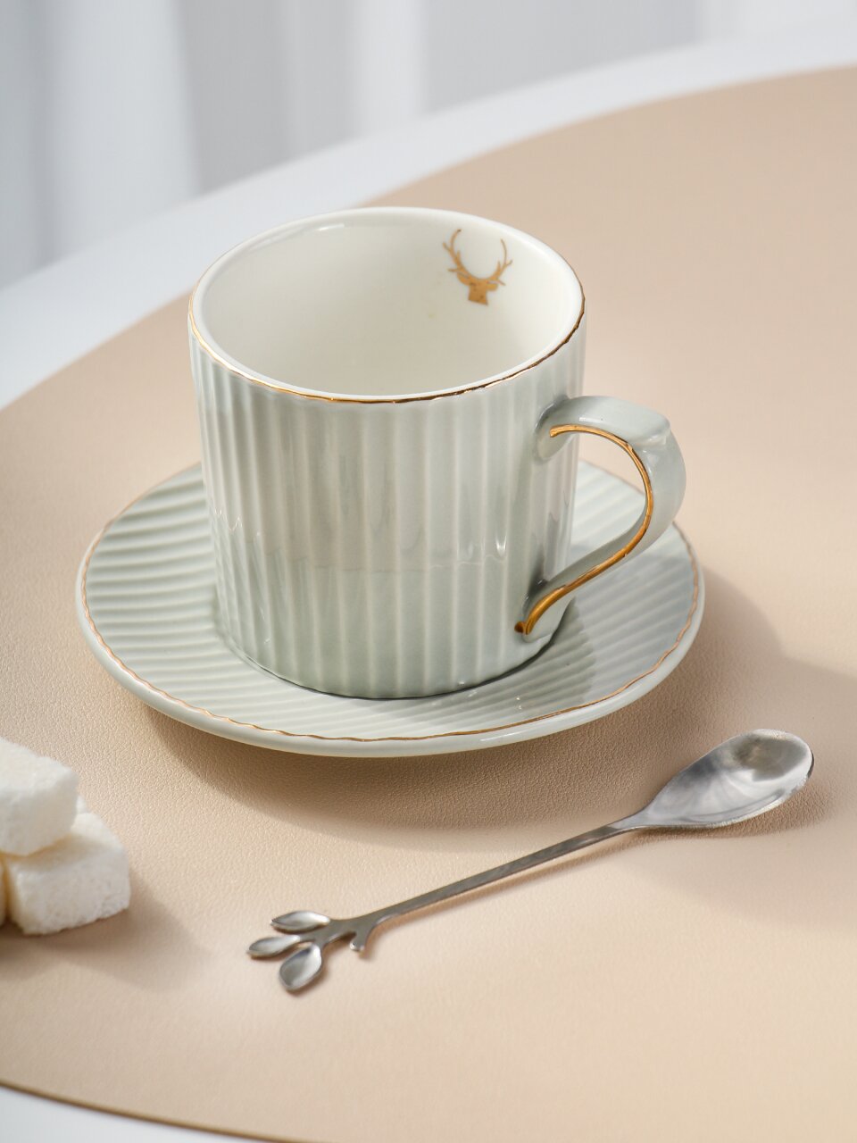 Чайная пара керамика, 3 предмета, на 1 персону, 180 мл, Вертикаль, B010408, в ассортименте