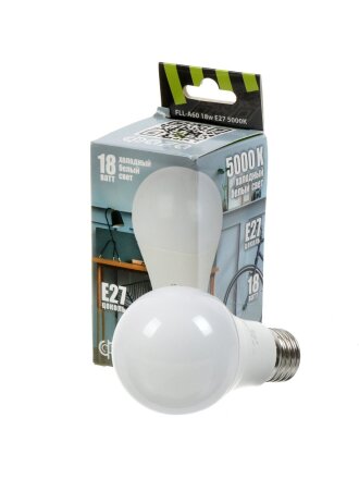 Лампа светодиодная E27, 18 Вт, 230 В, 5000 К, холодный белый свет, ФАZА, FLL- A60, 5038417