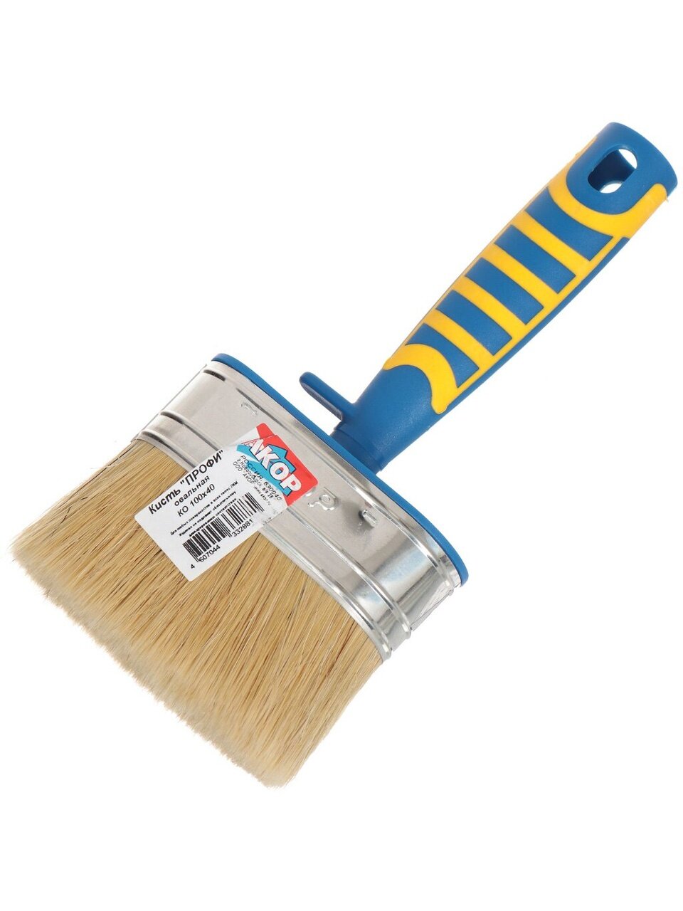 Кисть овальная, Акор, Профи, 40х100 мм, натуральная щетина, рукоятка двухкомпонентная, 160 40 100