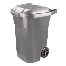 Бак для мусора пластик, 65 л, с крышкой, с колесами, 46.5х52.5х66 см, в ассортименте, Альтернатива, Эконом, М7235