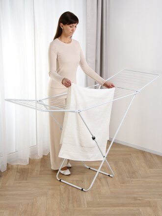 Сушилка для белья напольная, полотно 18 м, 182х55х100 см, складная, 18 прутьев, 18 кг, 120501