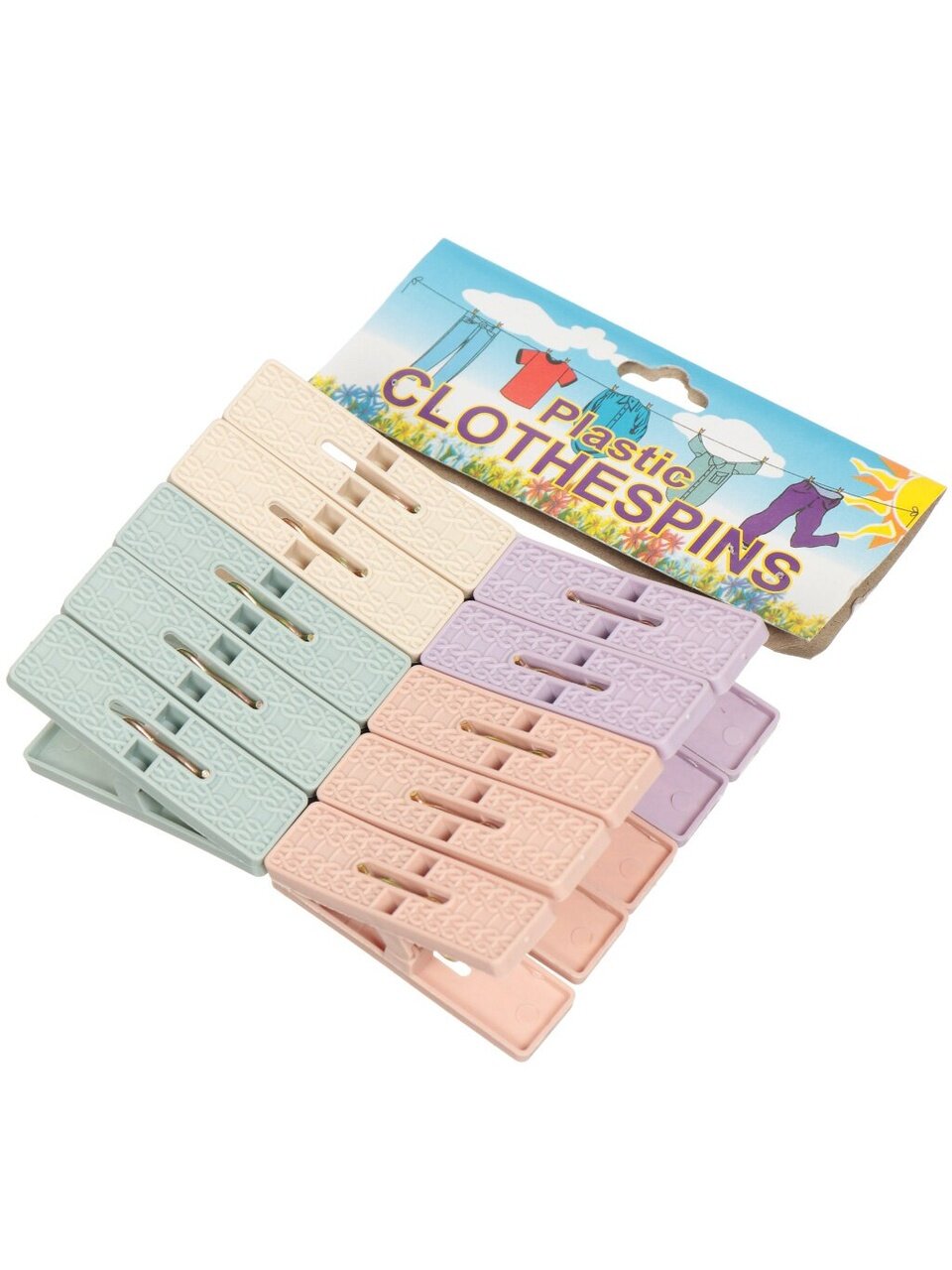 Прищепки пластик, 10 шт, в ассортименте, Плетение, Y3-718