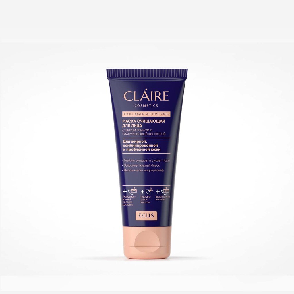 Маска для лица, Claire Cosmetics, Collagen Active Pro, очищающая, 100 мл