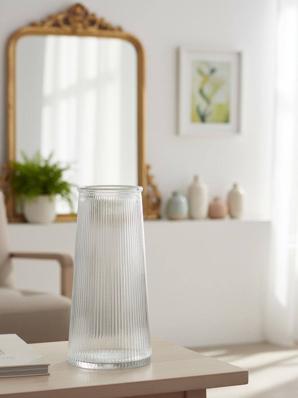 Ваза стекло, настольная, 20х9 см, Вертикаль, A060222, прозрачная