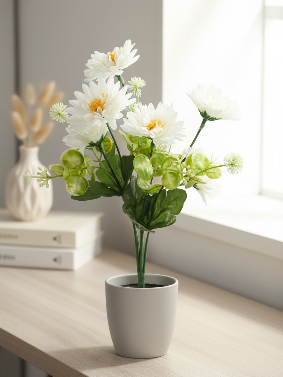 Цветок искусственный декоративный пасхальный, Хризантема пёстрая, 5 головок, 30 см, в ассортименте, FP233