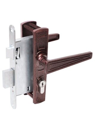 Замок врезной Абсолют, ЗВ4-3/01, БП-00013510, ручка в комплекте, цилиндровый, медь-антик