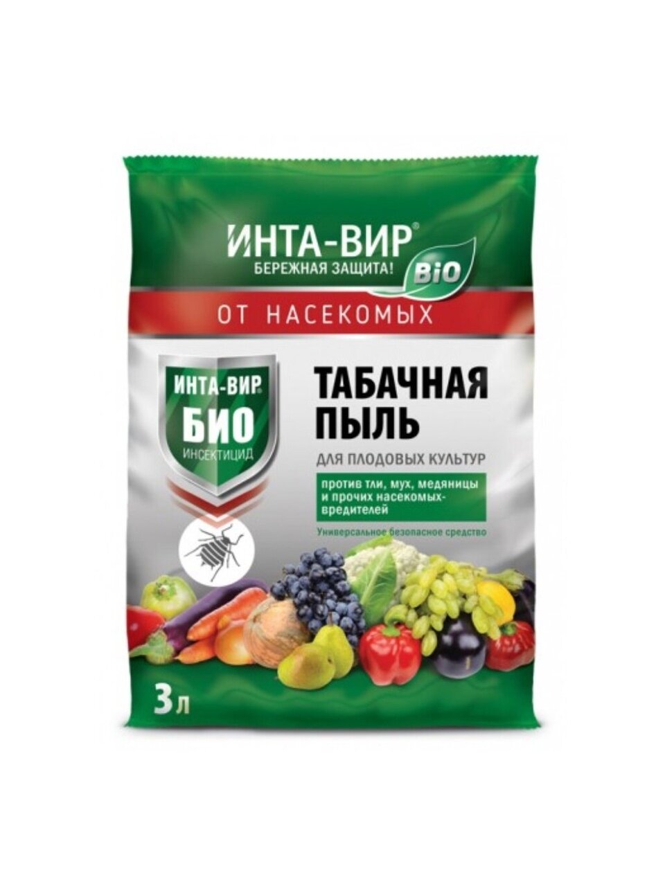 Инсектицид Табачная пыль, от различных видов насекомых, универсальный, порошок, 3 л, 1 кг, Инта-вир
