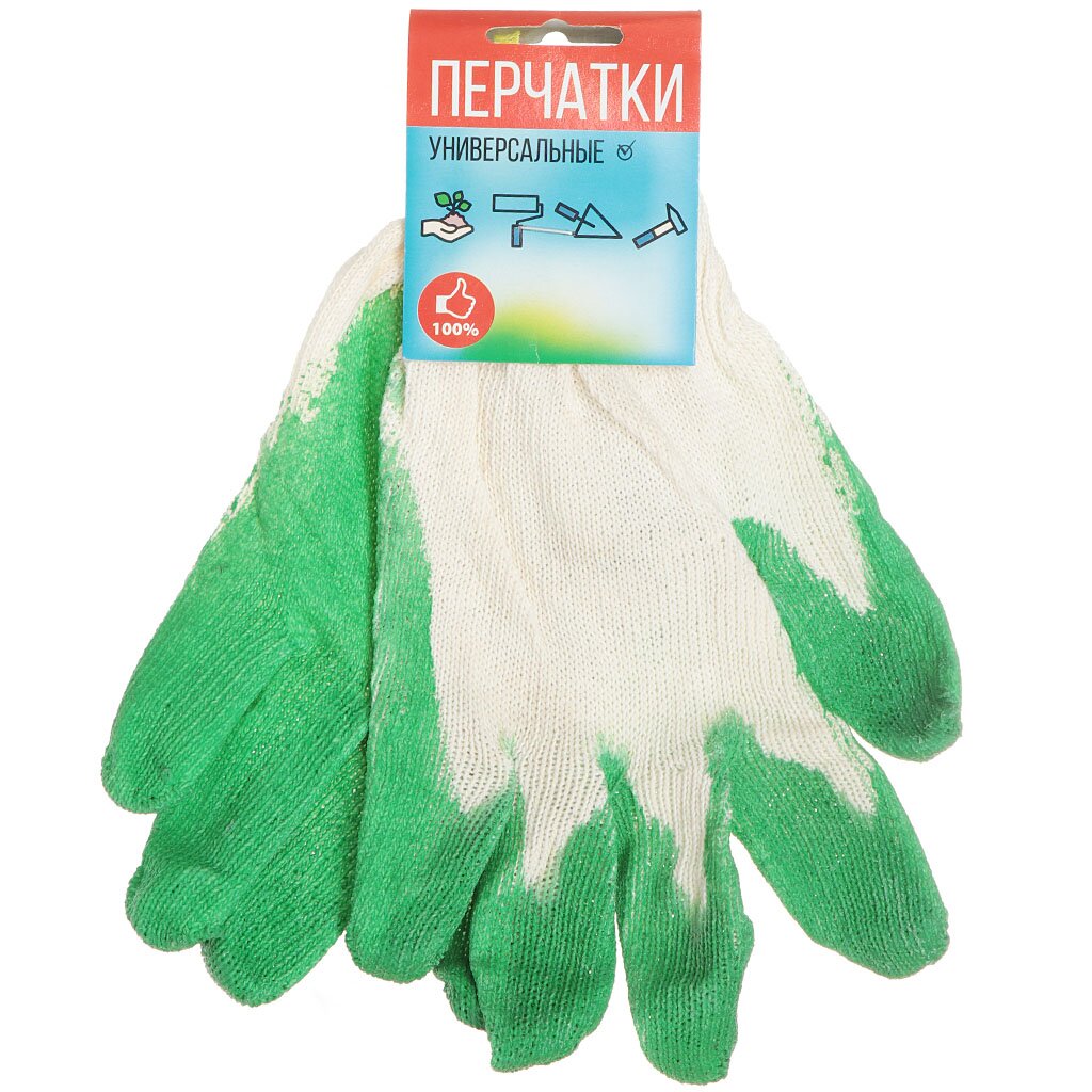 Перчатки х/б, латексный облив, европодвес перчатки кислотощелочестойкие латексный облив 10 xl защита до 70 80% тип 1