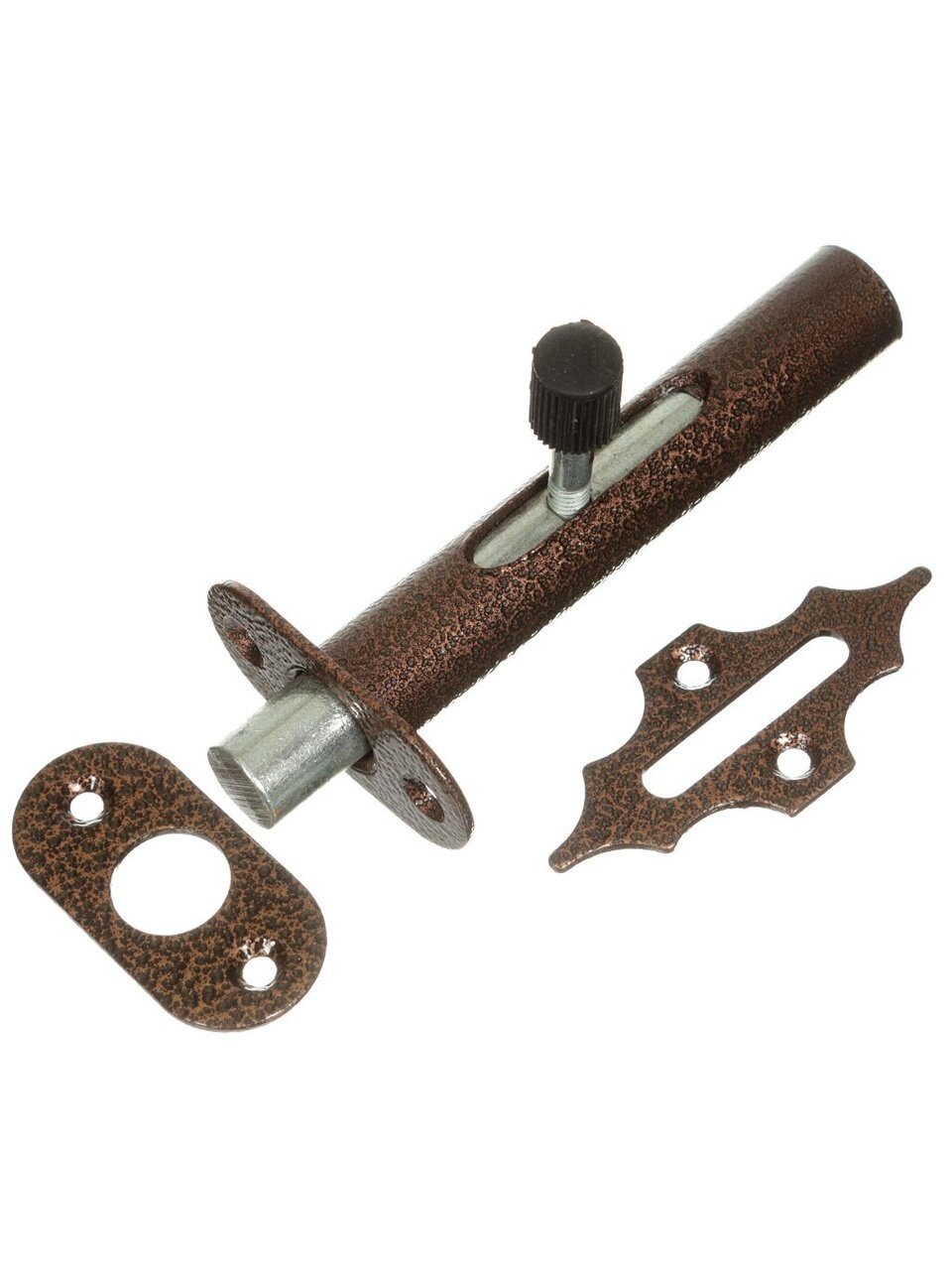 Засов врезной, ригель круглый, Делга, 00007018, медь