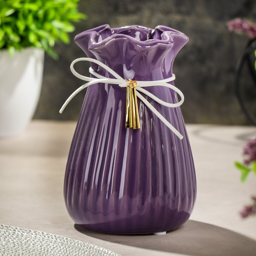 Ваза керамика, настольная, 15 см, Гифт, Y4-4663, фиолетовая ваза керамика настольная 27 5х10 5 см y6 10016