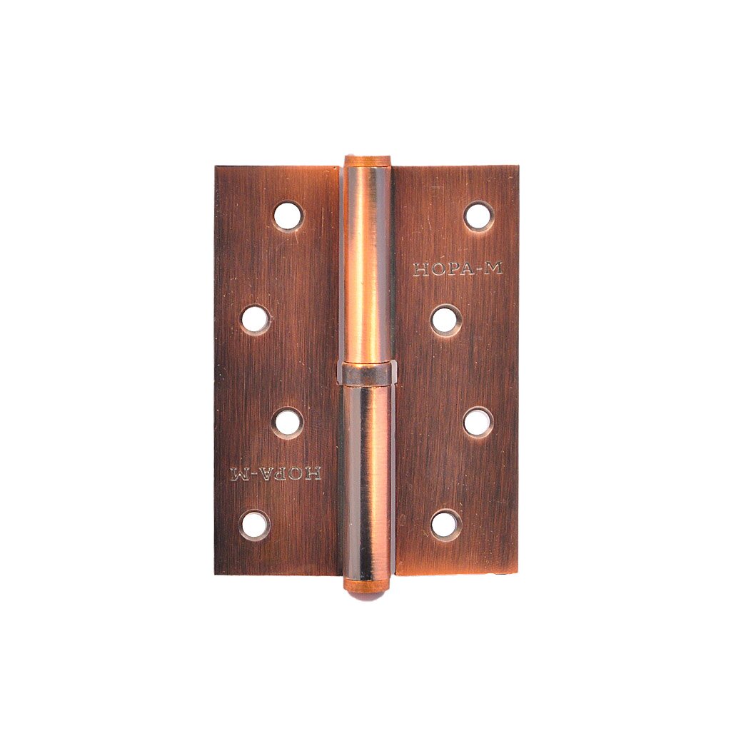 Петля для деревянных дверей, Нора-М, 100х75 мм, левая, 750- АС L, медь