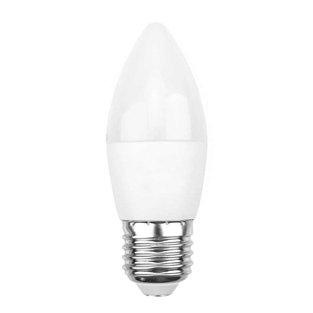 Лампа светодиодная E27, 7.5 Вт, 60 Вт, свеча, 4000 К, свет нейтральный белый, Rexant, CN лампа светодиодная e27 7 вт 60 вт 230 в шар 4000 к свет нейтральный белый iek g45 led