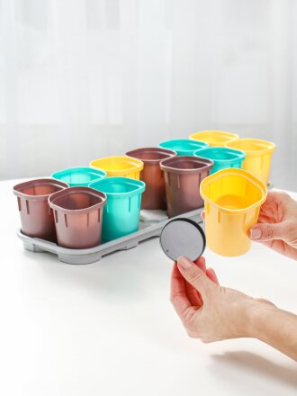 Набор горшков для рассады 12 шт, 200 мл, for Green Republic, с поддоном, в ассортименте, InGreen