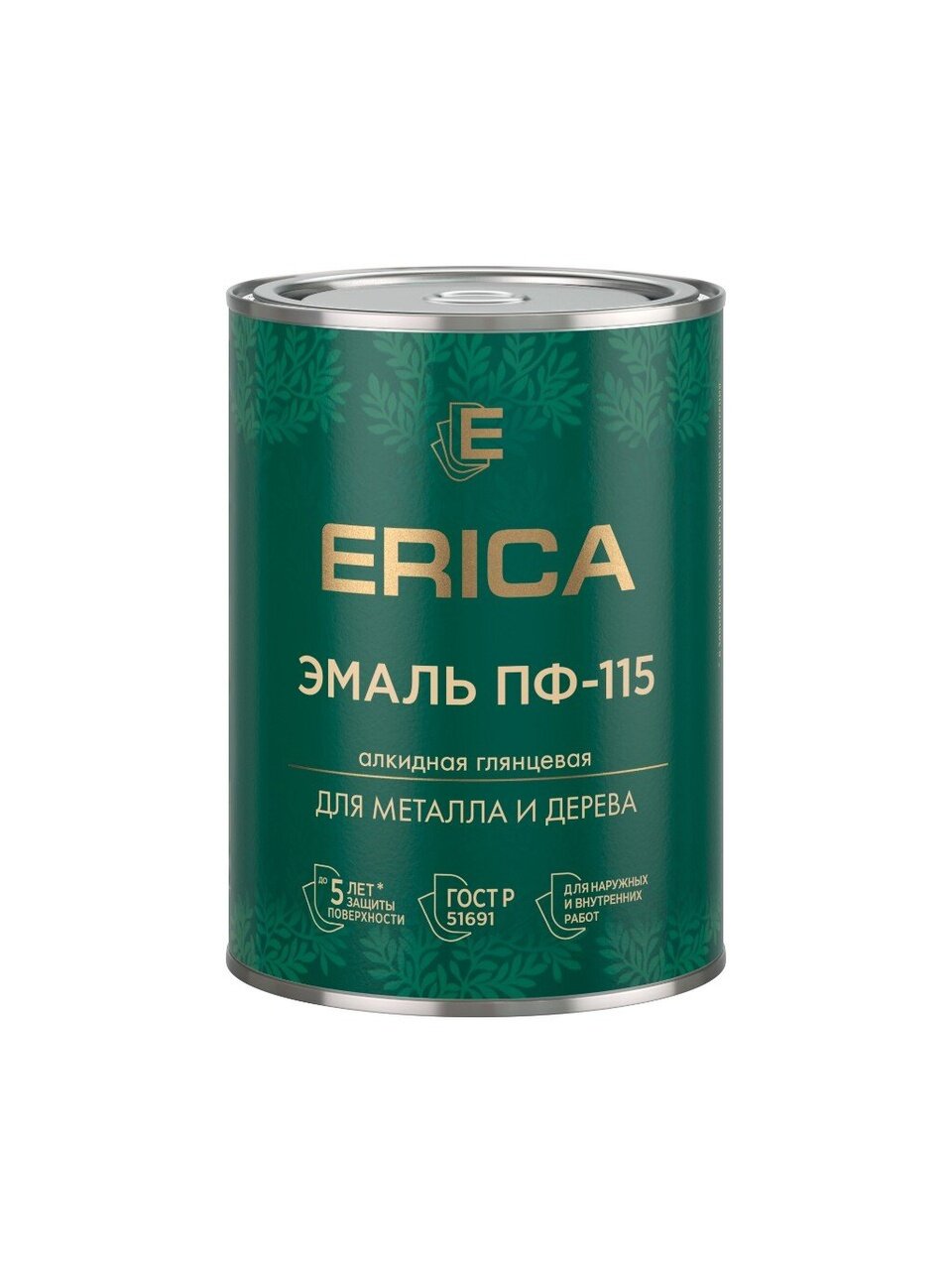 Эмаль Erica, ПФ-115, для внутренних и наружных работ, алкидная, глянцевая, зеленое яблоко, 1.8 кг